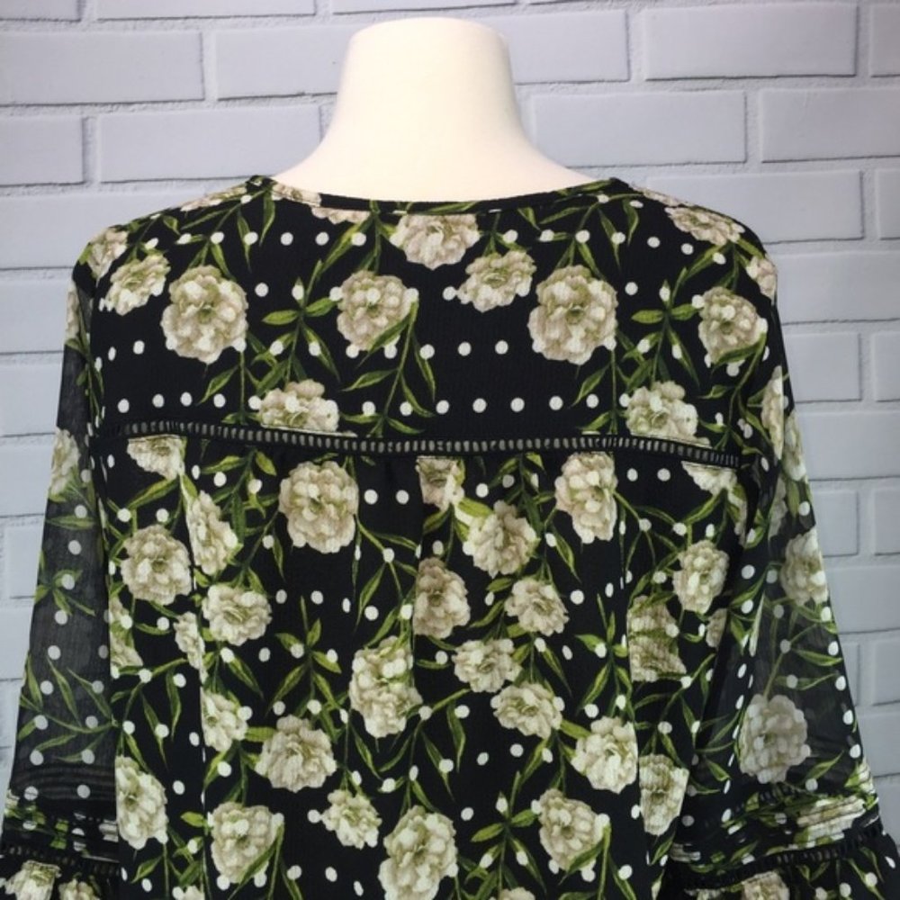 Fever Top Tunic Black Floral Boho Style Medium - Picture 6 of 8